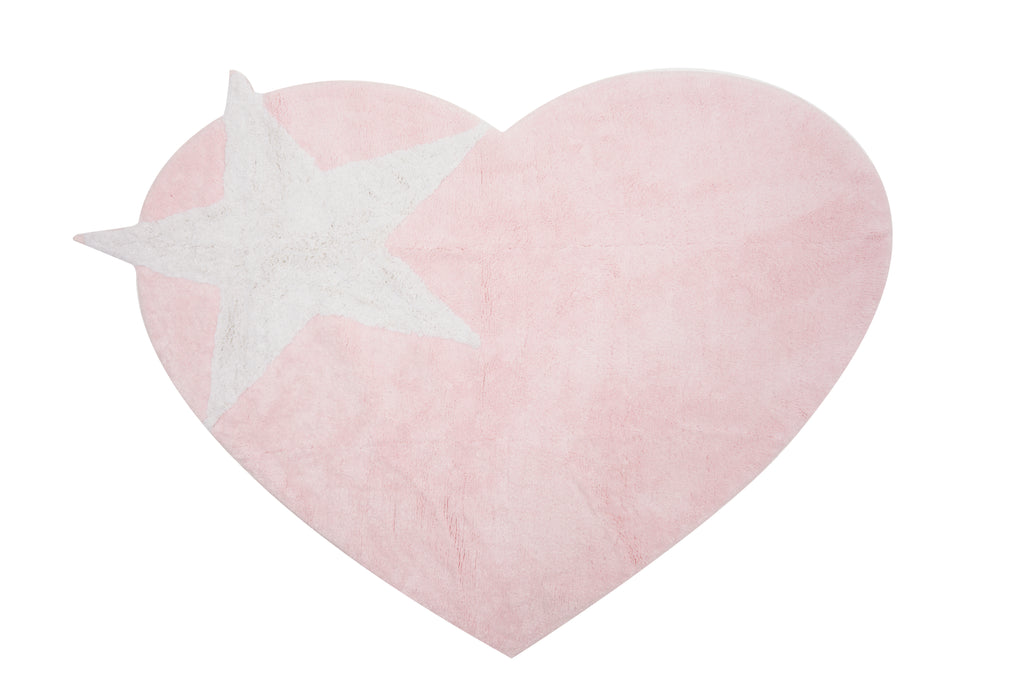 Alfombra Peace Corazón con estrella Rosa. Algodón