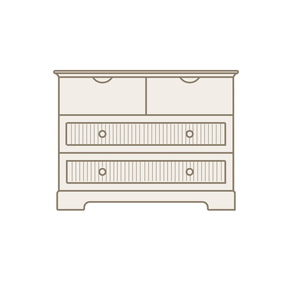 Cómoda 2 cajones lisos y 2 cajones con dibujo