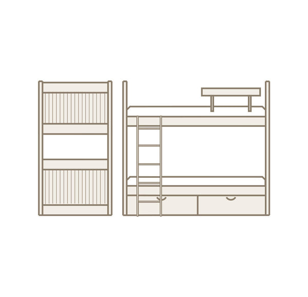 Litera con cajones, escalera y barandilla