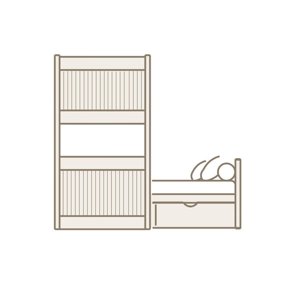 Litera en L con cajones escalera y barandilla