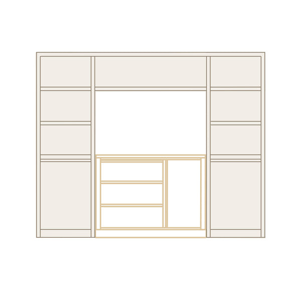 Puente para cómoda 2 puertas y 7 estantes