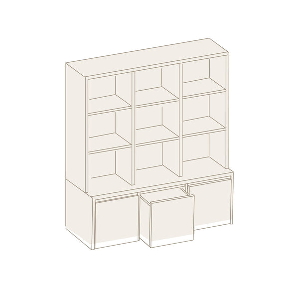 Mueble Juguetero estantería y 3 cajones