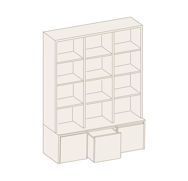 Mueble Juguetero estantería y 3 cajones