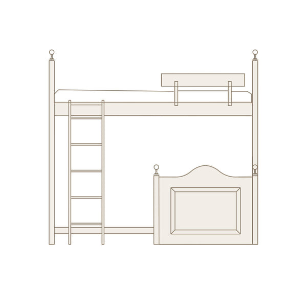 Litera en L con escalera y barandilla