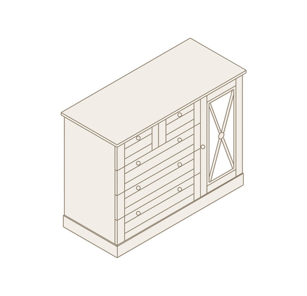 Cómoda  Armario 5 cajones y 1 puerta