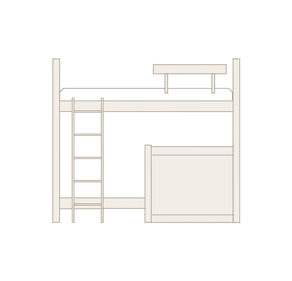 Litera en L con escalera y barandilla