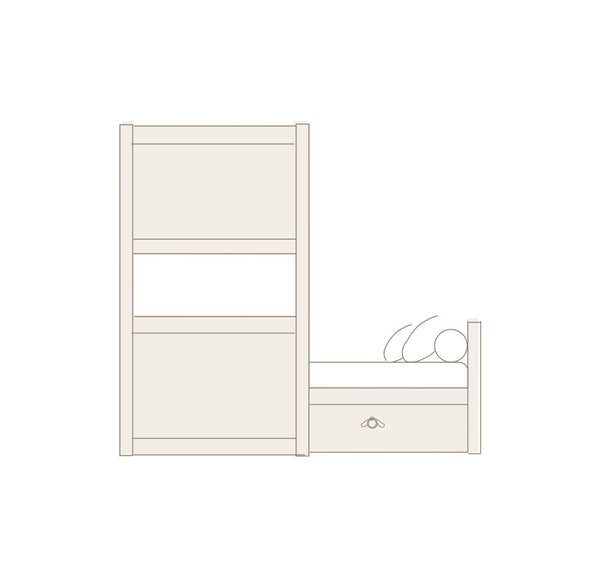 Litera en L con nido escalera y barandilla