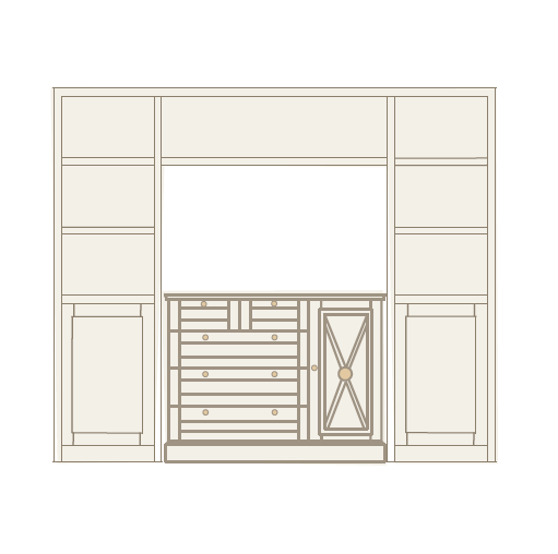 Puente para cómoda con 2 puertas y 7 estantes