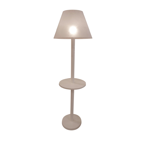 Lámpara madera de pie con mesita