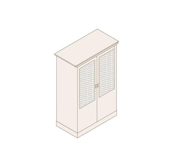 Armario 2 cuerpos 2 puertas con rejilla y metacrilato