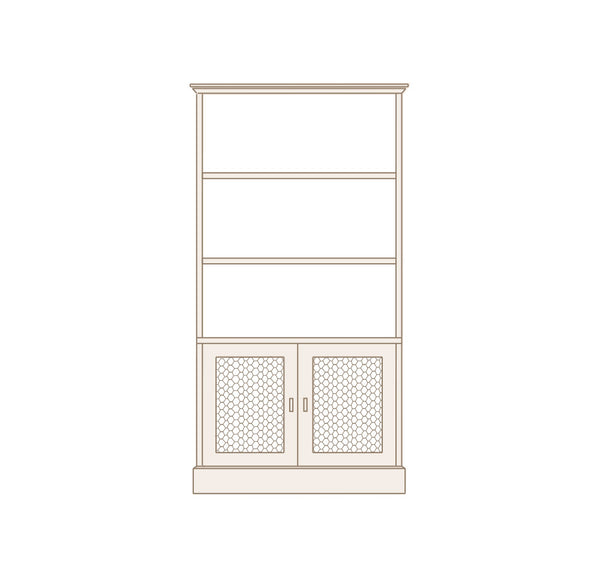 Librería 2 puertas con rejilla y metacrilato