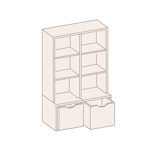 Mueble Juguetero estantería y 2 cajones