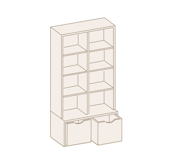 Mueble Juguetero estantería y 2 cajones