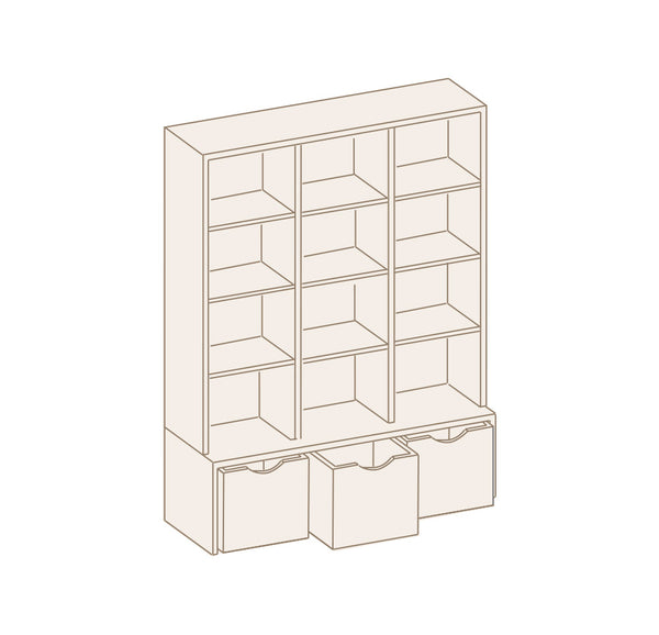 Mueble Juguetero estantería y 3 cajones