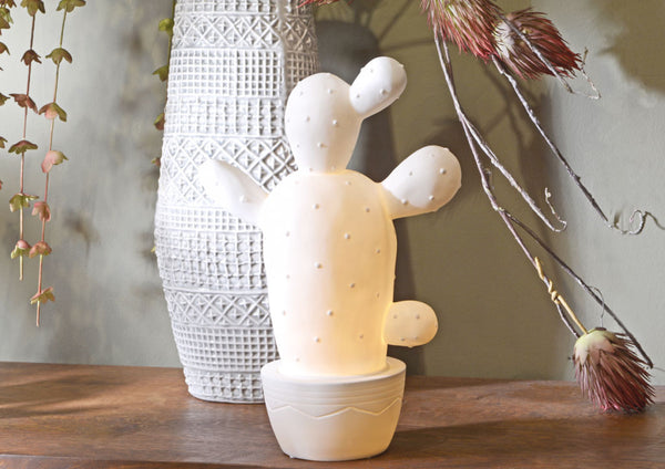 Lámpara cactus con macetero