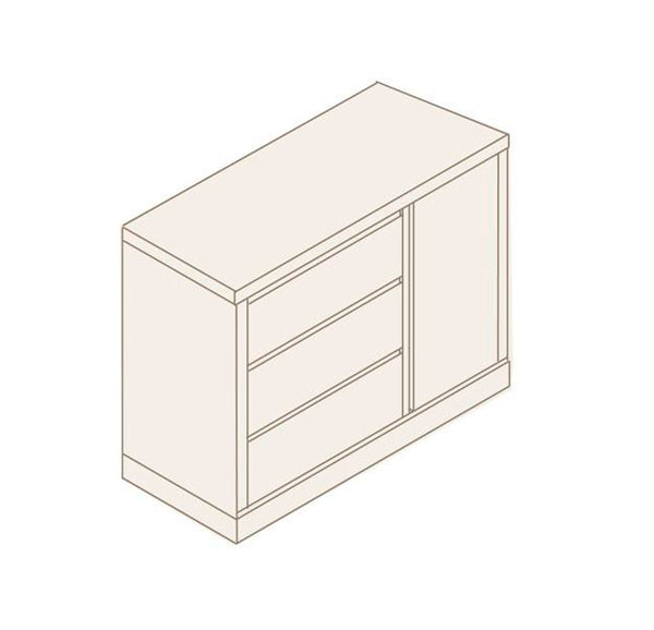 Cómoda  Armario con 3 cajones y 1 puerta